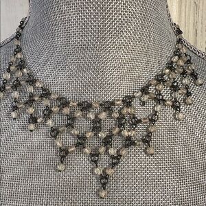 Elegant Black and Cream Victorian Lacy Necklace